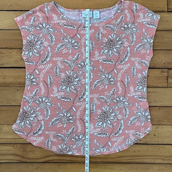 Rachel Zoe Peach Floral Linen Top, Size Large - Picture 7 of 7